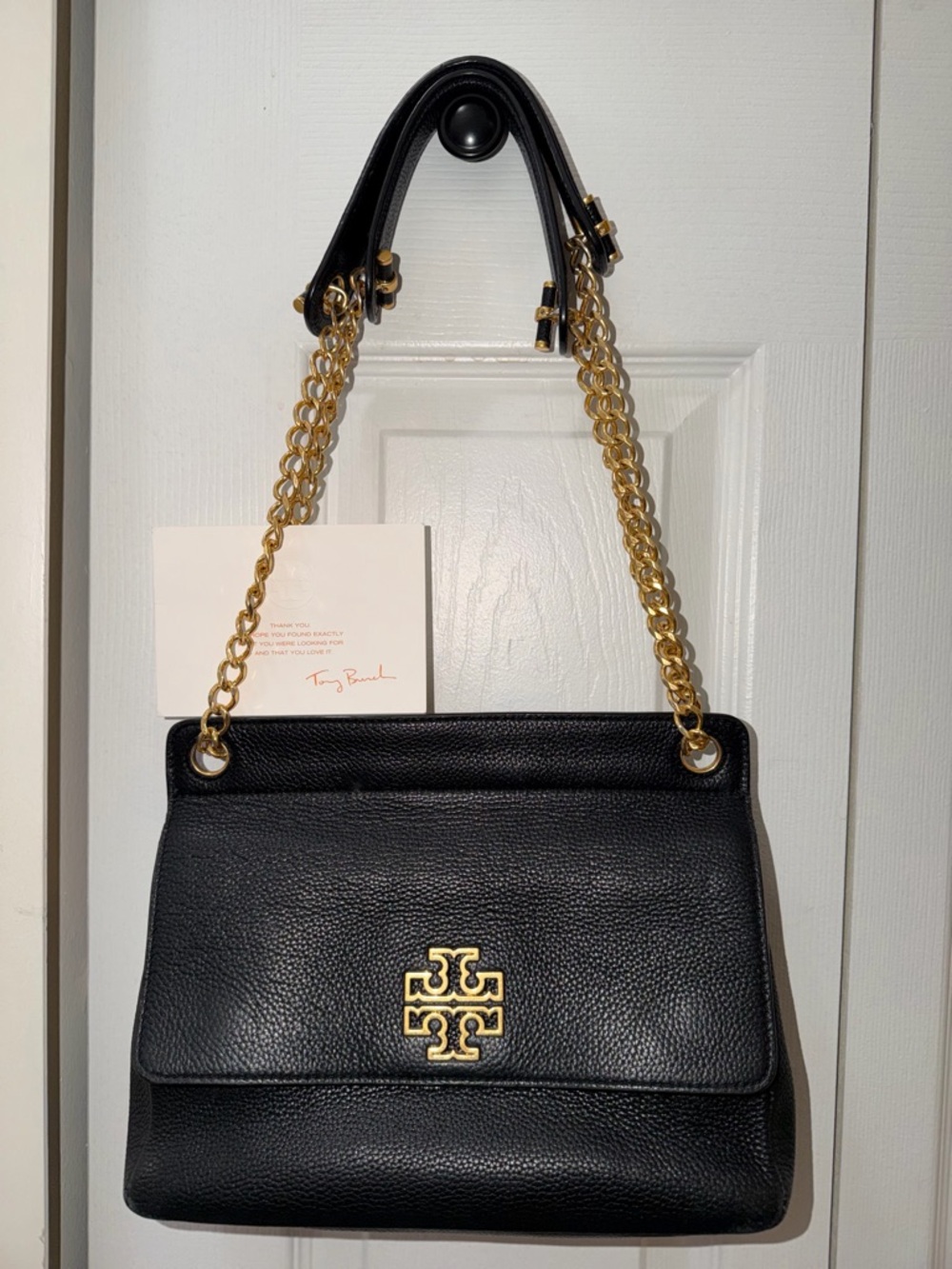 Tory Burch Britten Black Leather Flap Convertible Shoulder Bag/Crossbody Bag - Picture 3 of 8